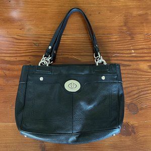 Coach Penelope Black Pebbled Leather Carryall Shoulder Bag #16531 EUC